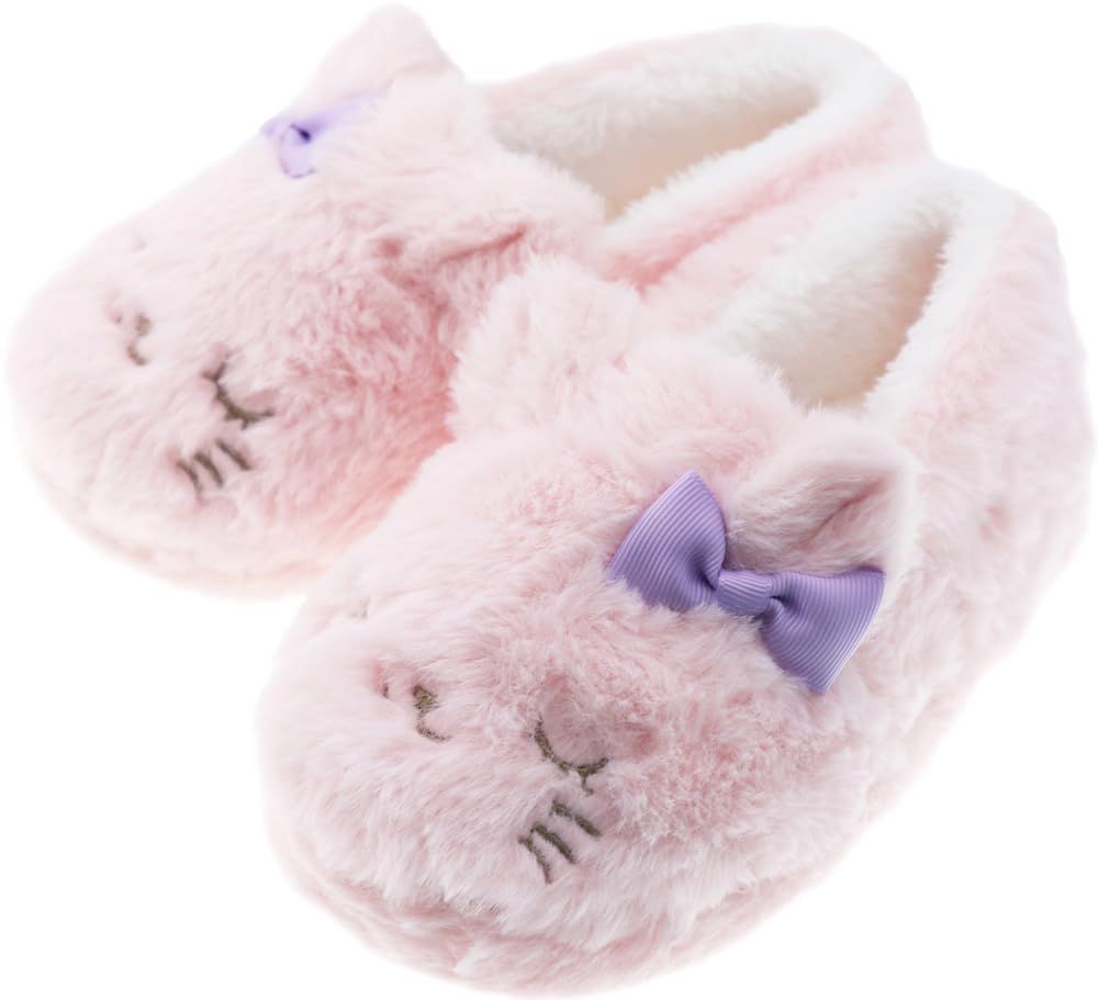 19.0 cm_ピンク [FASPROJECT] アニマル ファースリッパ ねこ (キッズ 19cm [適用サイズ：約18.0-20.0cm] / ピンク) かわいい 秋 冬 スリッパ 冬用 ふわふわ もこもこ 子供 女の子 SH-42061-PK-20
