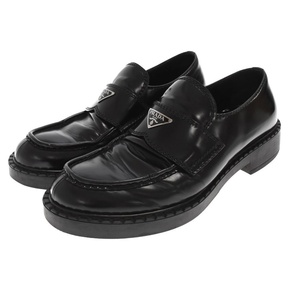 PRADA (プラダ) Chocolate Brushed Leather Loafers 2DE12