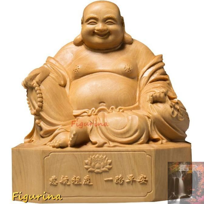 開運七福神 布袋 様 布袋様の置物 高級天然ツゲ木彫り 仏像 置物