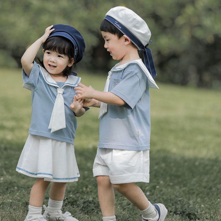 2点セット セーラー セットアップ Tシャツ＆パンツ 上下セット 春夏 春物 夏物 春 夏 男の子 女の子 男女兼用 ガールズ キッズ こども 子供服  韓国 上下セット かわいい お洒落 プチプラ#wxn09435 - メルカリ