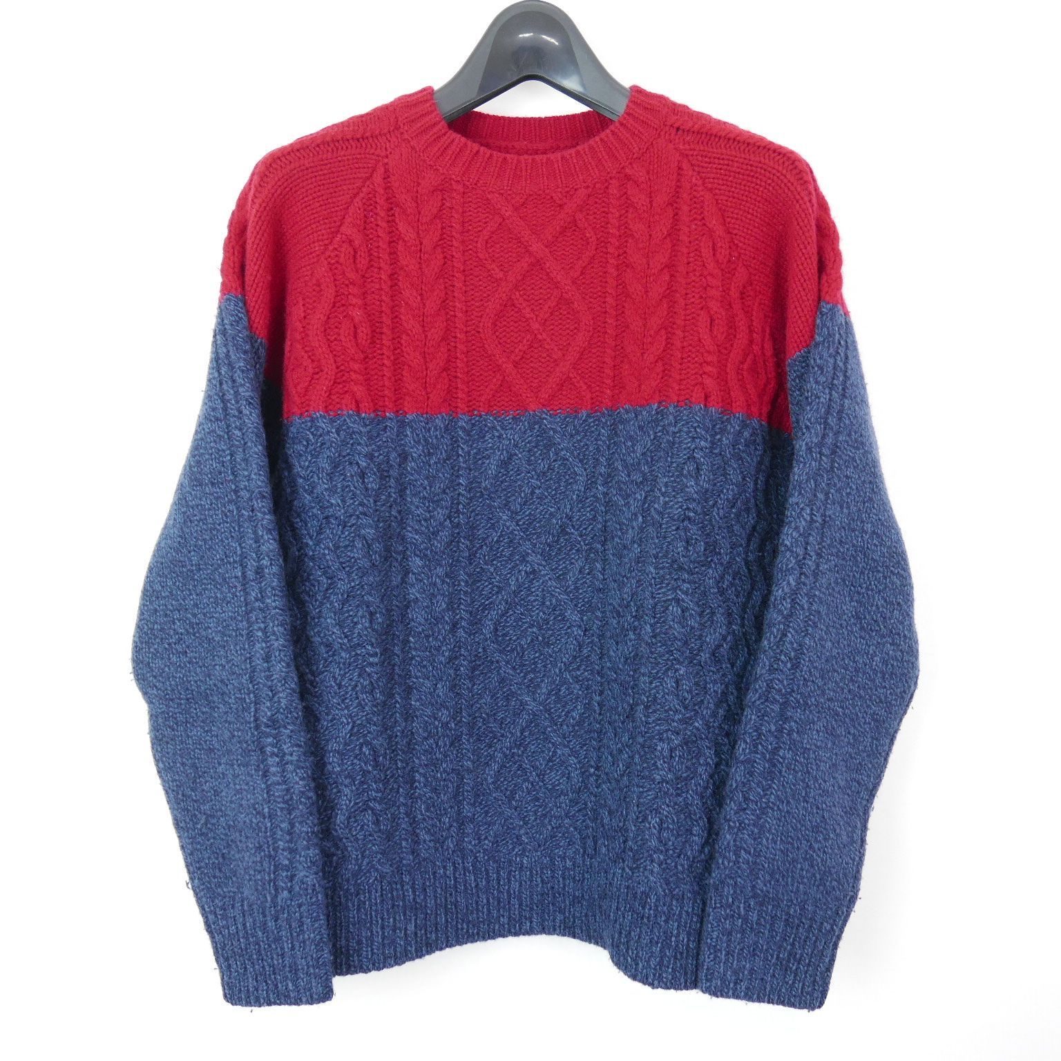 12AW 12FW uniform experiment 2 TONE FISHERMAN CREW NECK KNIT