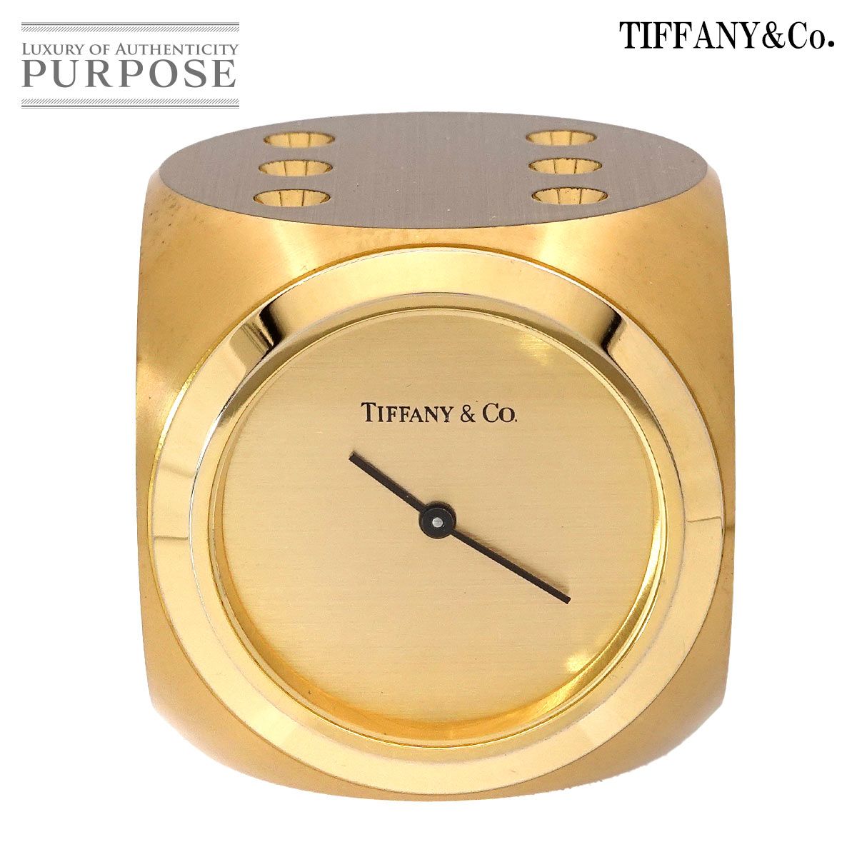 Tiffany & Co. ゴールドカラー サイコロ型 置き時計 ティファニー