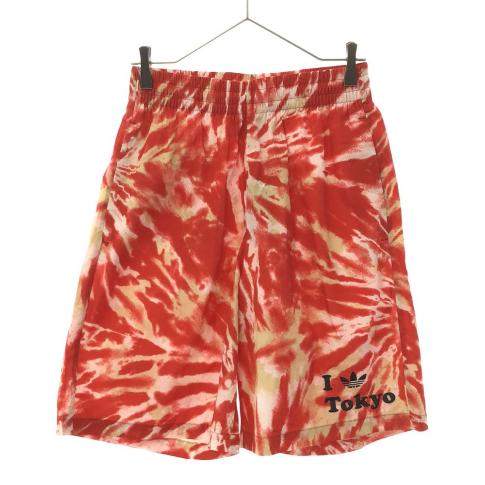 アディダス 総柄 ショートパンツ M レッド系 adidas トレフォイルロゴ メンズ