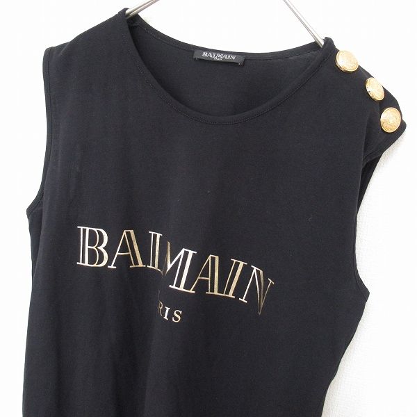 バルマン BALMAIN オフスリーブ ロゴ カットソー Tシャツ 金