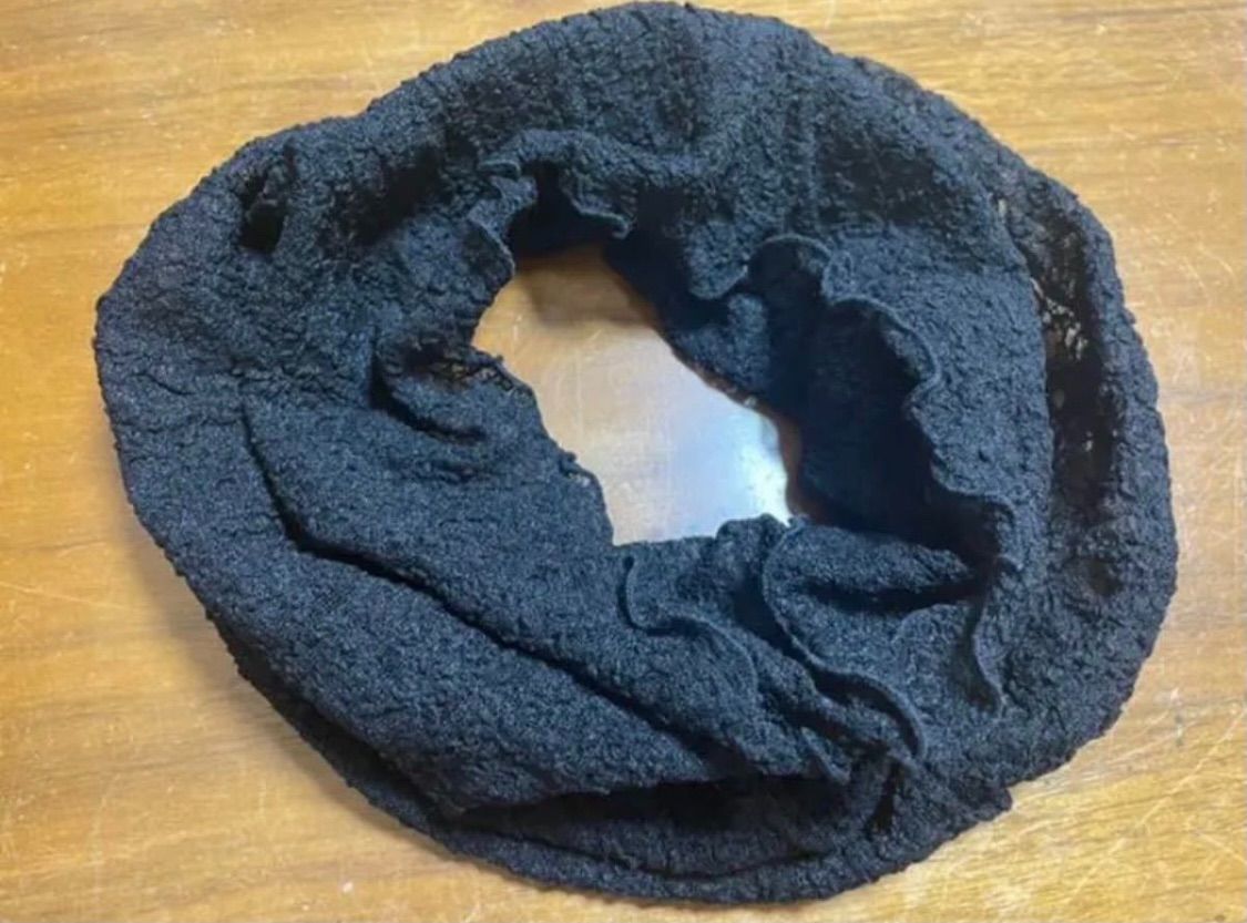 ロングタイプクリンクル加工綿100%ブラックシングル手作りネック  