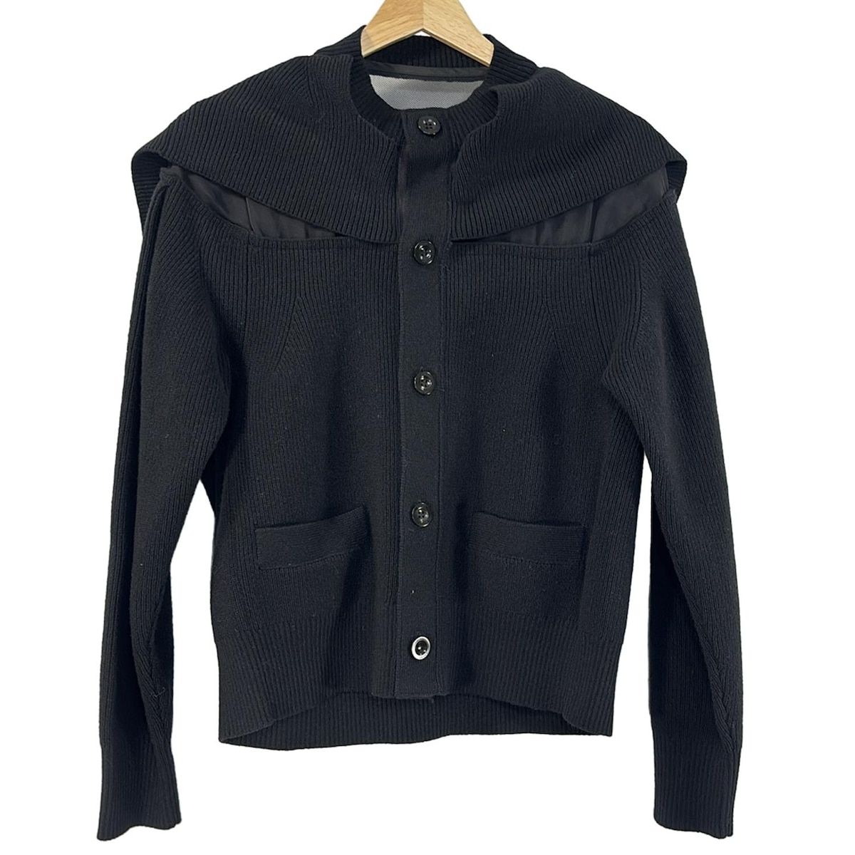 Sacai サカイ カーディガン サイズ1 S レディース - 23-06960 黒 長袖|メッシュ