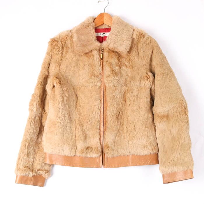【美品】【リアルファージャケット】ブルーフォックス　ラビット　本革 高級高品質 ブルーフォックス ラビットリアルレザー 本革コート