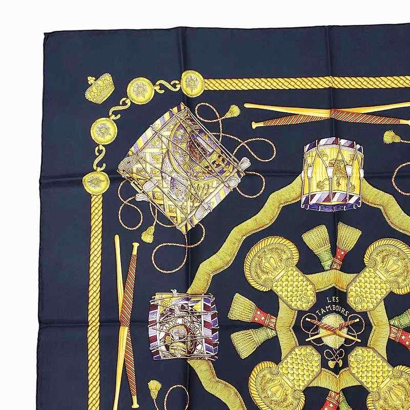 エルメス HERMES 美品 カレ90 LES TAMBOURS タンブールの太鼓