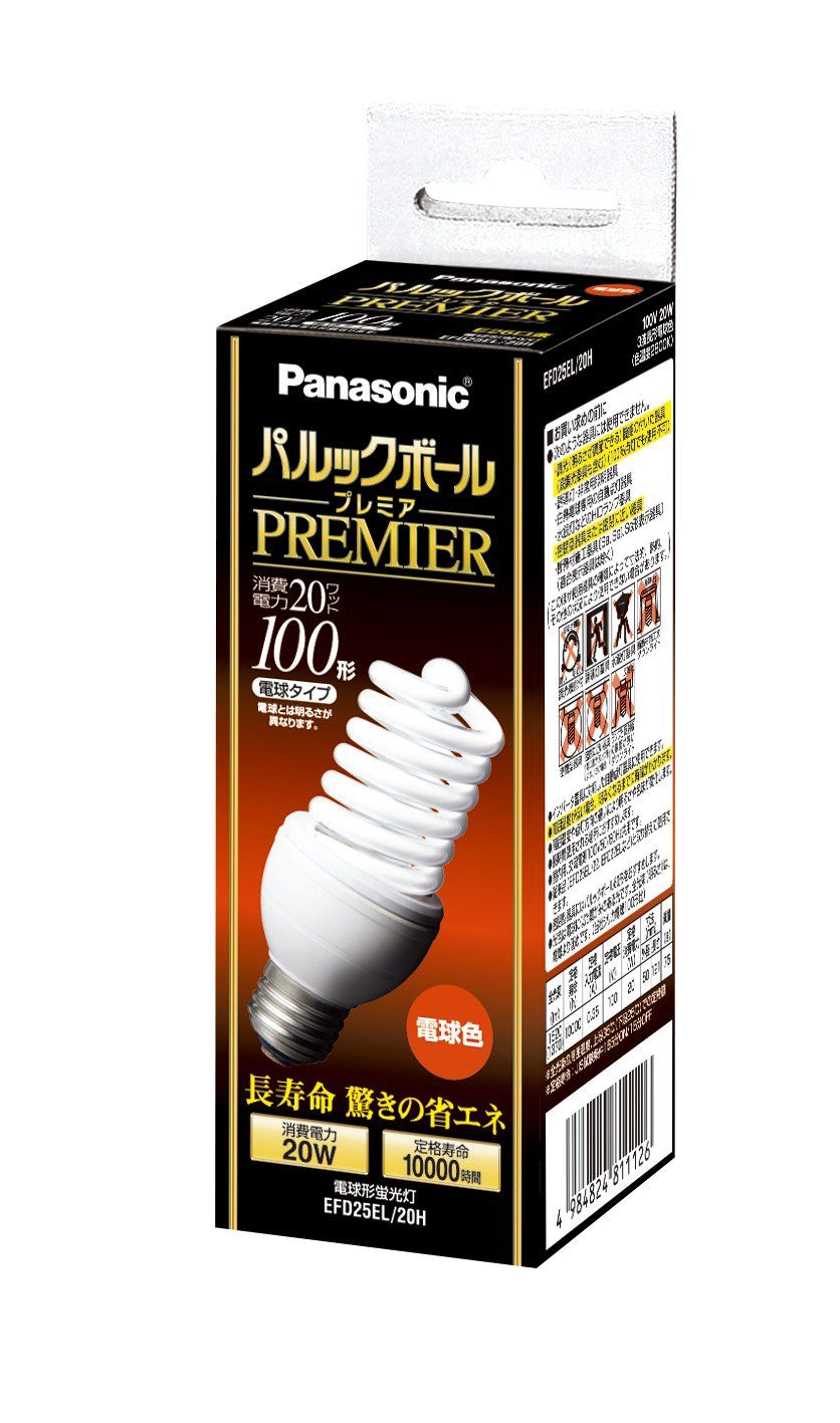 パナソニック パルックボールプレミア D25形 電球色 電球100形タイプ 口金直径26mm 1450 lm EFD25EL20H 