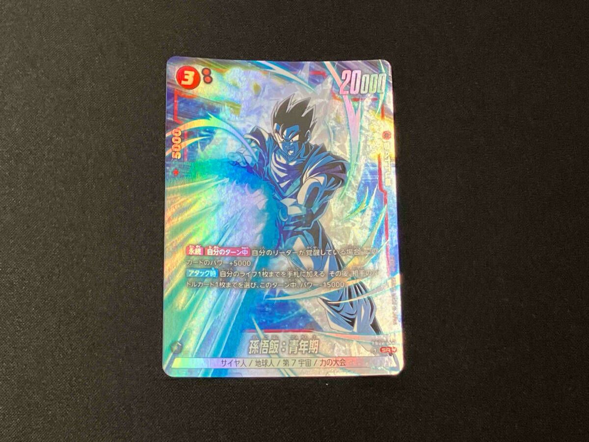 ドラゴンボールカード　孫悟飯　青年期　SRパラレル 孫悟飯：青年期(パラレル)【SR☆】{FB02-018}