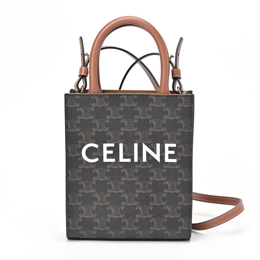 セリーヌ / CELINE ミニ バーティカル CELINE カバ 194372BZK.04LU トリオンフ キャンバス/プリント入りカーフスキン タン  【中古】 商品番号 S-155830 - メルカリ