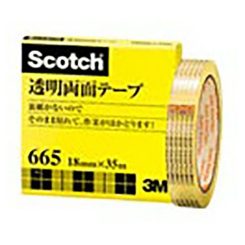 まとめ 両面テープ スリーエム スコッチ Ｒ 透明両面テープ 665-3-18 4547452716968 ●寸法 幅１８ｍｍ×長３５ｍ 1巻 ×10セット