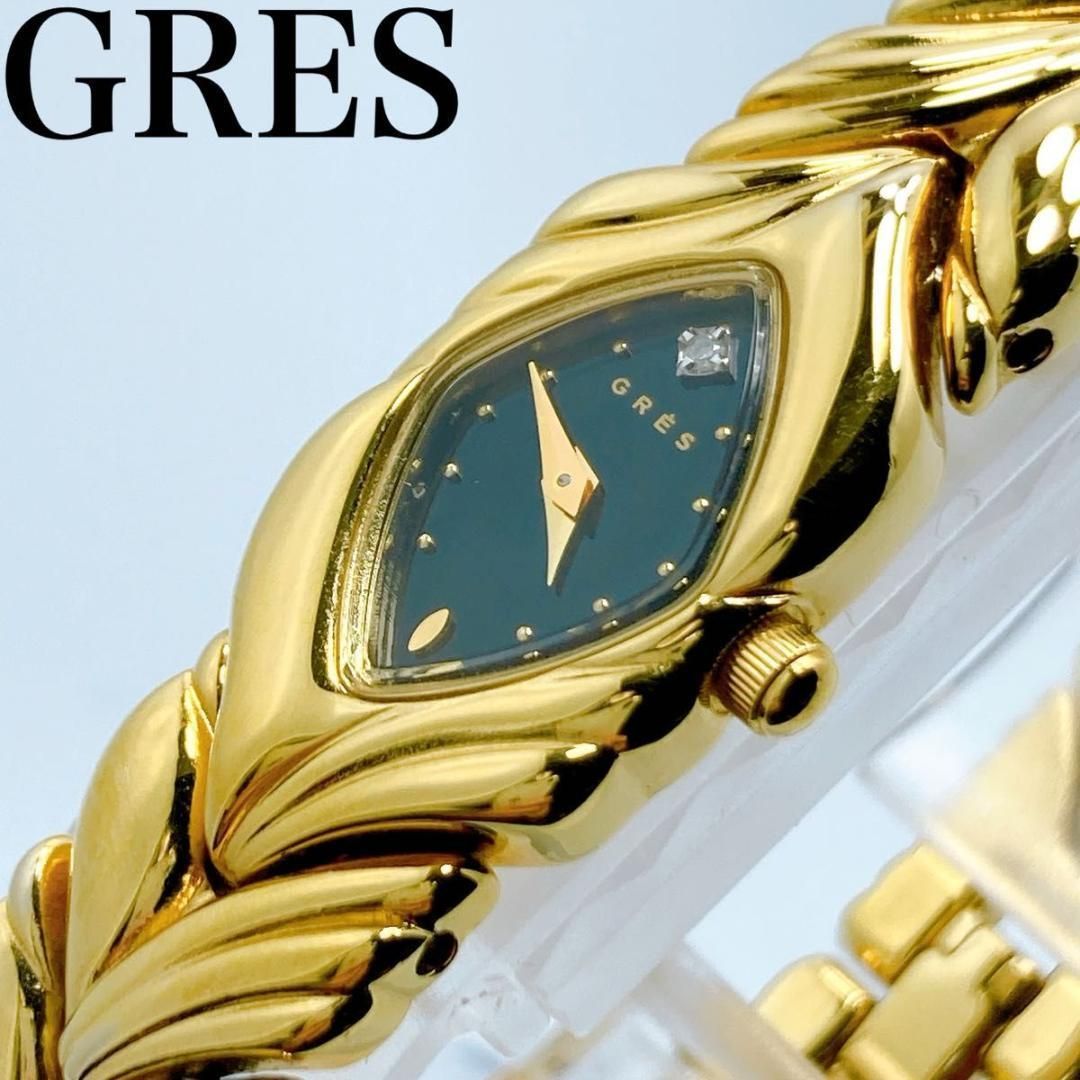 33 GRES グレ　1P ダイヤ　ブレスレットウォッチ　レディース　腕時計 鑑定済] GRES グレ 1P ダイヤ ブレスレットウォッチ レディース