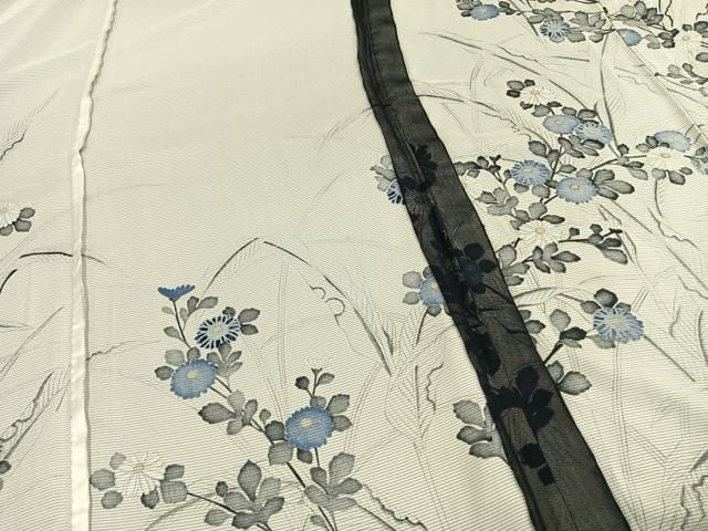 平和屋着物▽訪問着　無双　紗袷　紗×絽　手描き　草花文　正絹　逸品　AAAW7900fy 平和屋着物▽訪問着 無双 紗袷 紗×絽 手描き 草花文 正絹 逸品