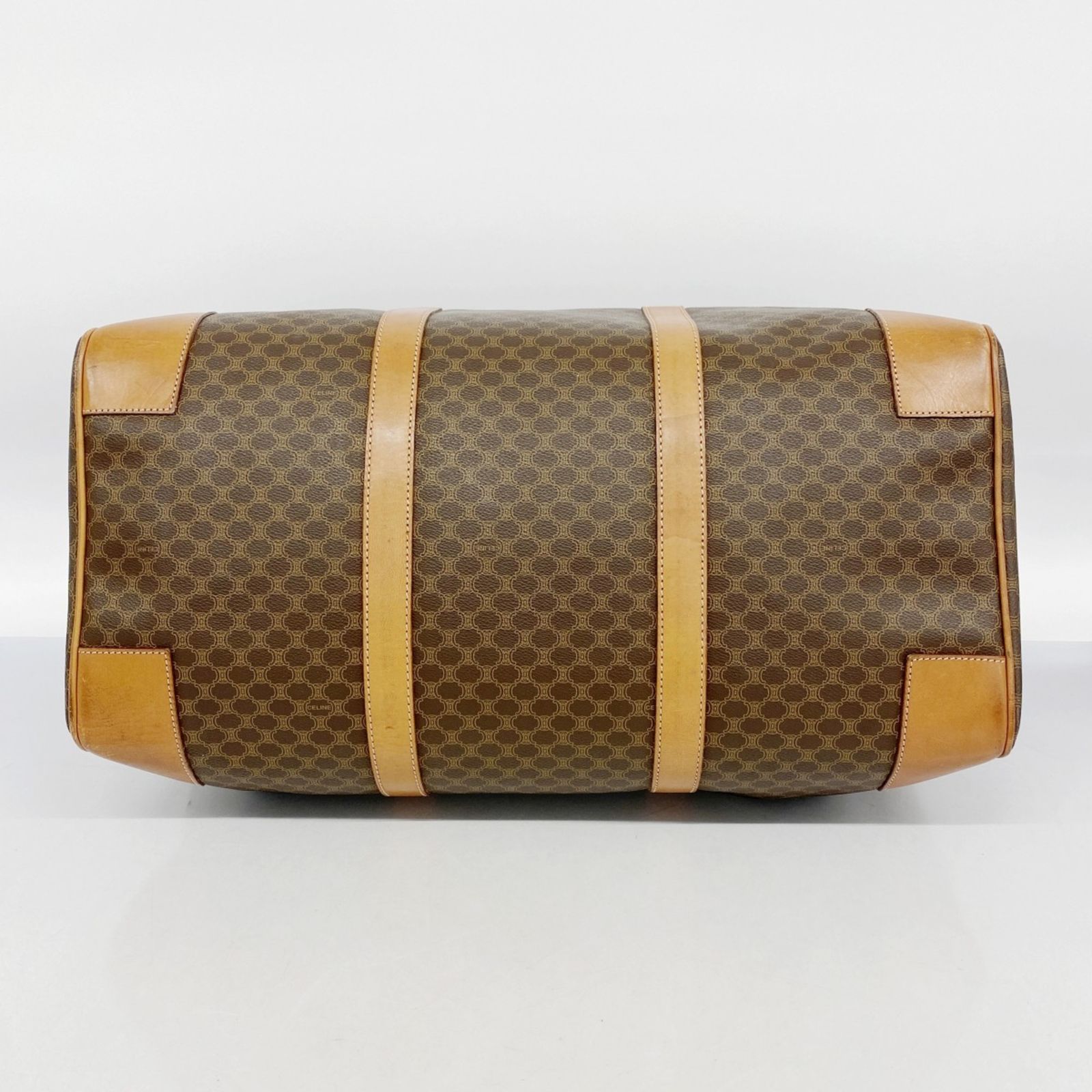 CELINE ボストンバッグ マカダムロゴ ブラウン CELINE セリーヌ マカダム柄 ボストンバッグ PVC レザー