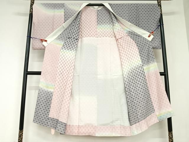 平和屋着物●長襦袢 無双仕立て 市松文 暈し染め 正絹 AABB0085zg