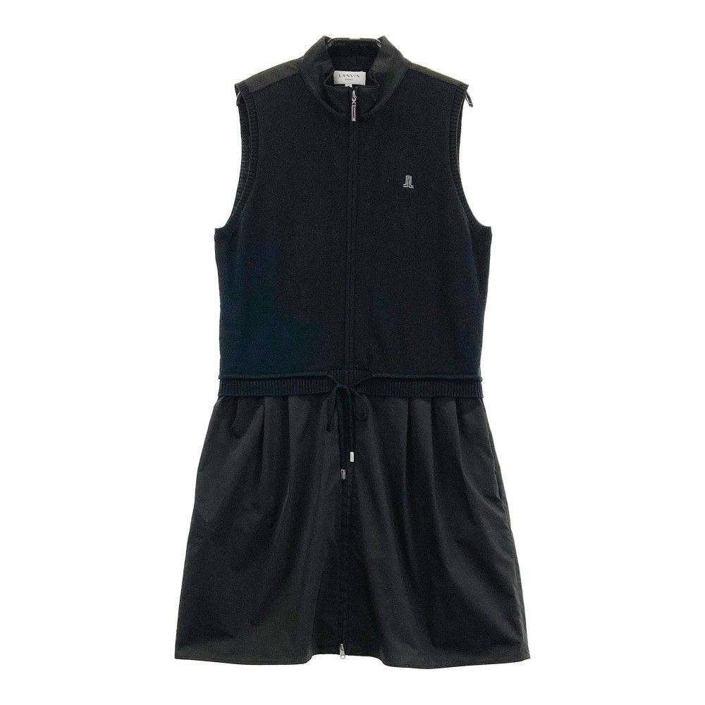 ランバンスポール ワンピース ノースリーブ ブラック ゴルフ バックジップ サイズ：40 LANVIN SPORT ランバン スポール 異素材切替 ノースリーブ