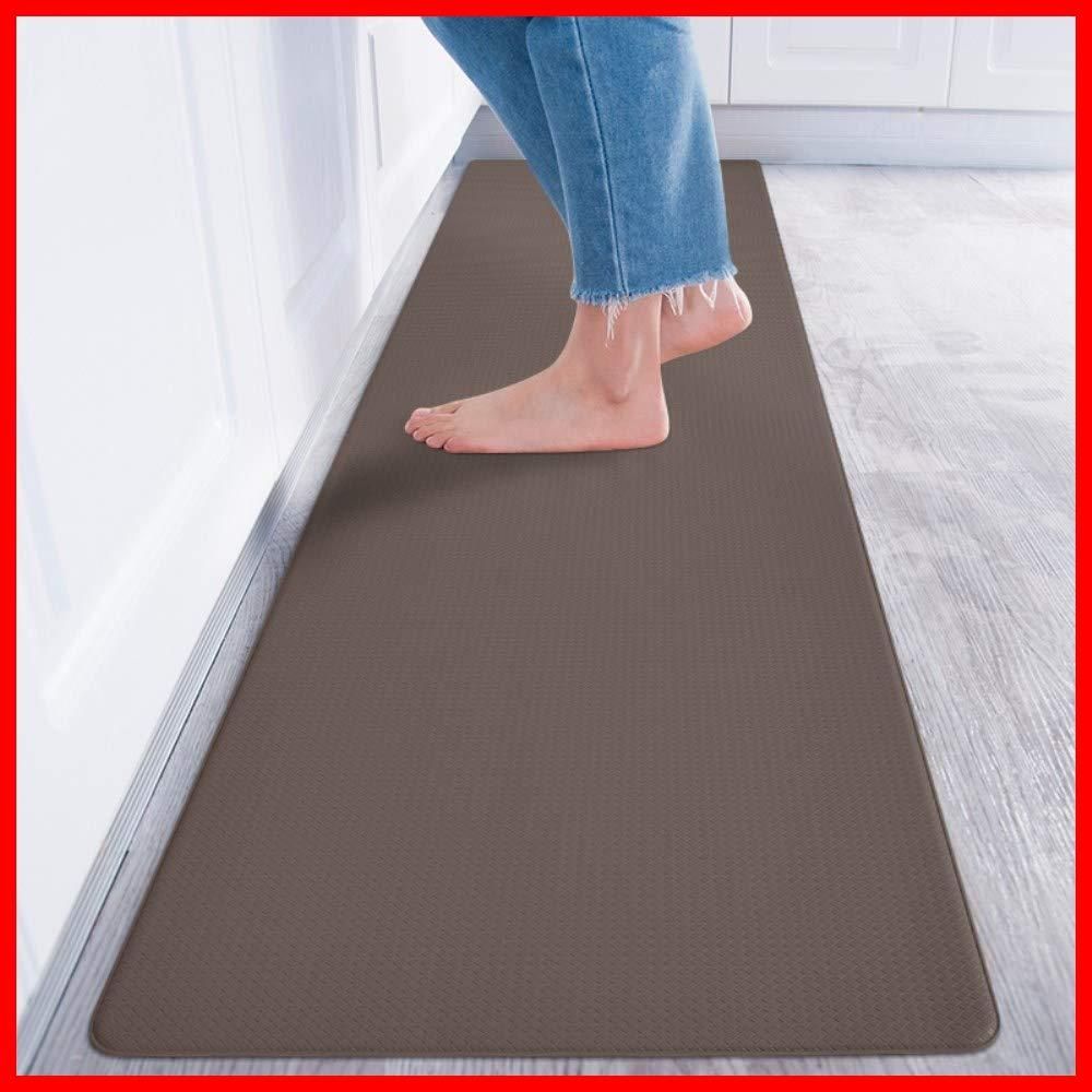 【特価】Baibu Home キッチンマット 拭ける 洗濯いらず 低反発 クッション 踏み心地いい ポリ塩化ビニール ずれない 台所 マット はっ水 防汚 180cm ブラウン