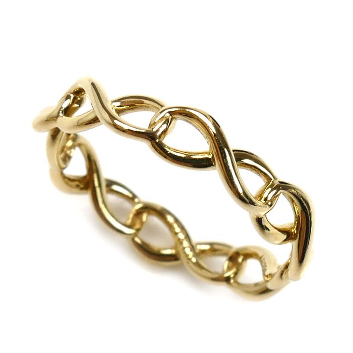 TIFFANY-Co. ティファニー K18YG イエローゴールド インフィニティ ナローバンド リング 指輪 8号 1.7g レディース