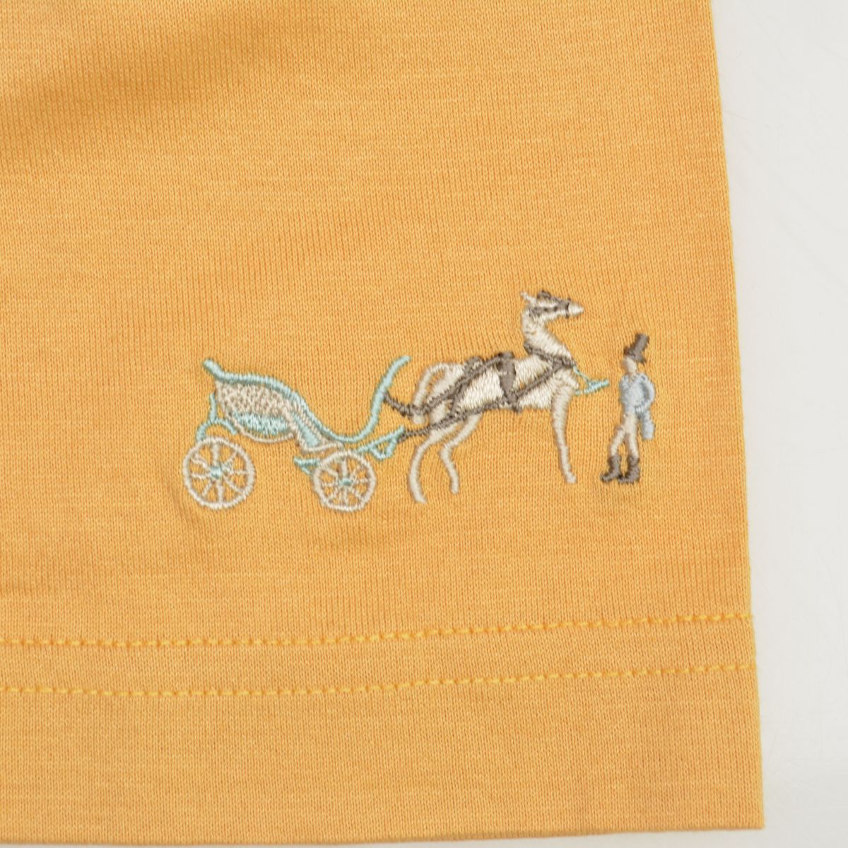 HERMES】OLD archives 馬車刺繍五分袖Tシャツシンプル Hパッチ