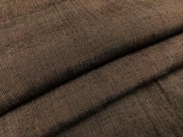 平和屋着物●男性 紬 海老茶色×利休白茶色 正絹 AABC0656ph