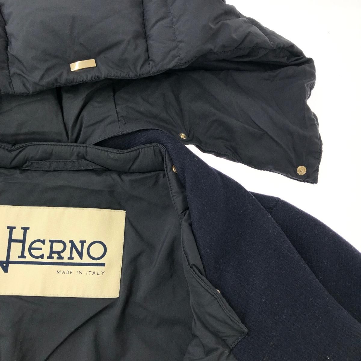 HERNO ヘルノ DIAGONAL WOOL AND NUAGE PARKA 素材切替 ダウンコート 