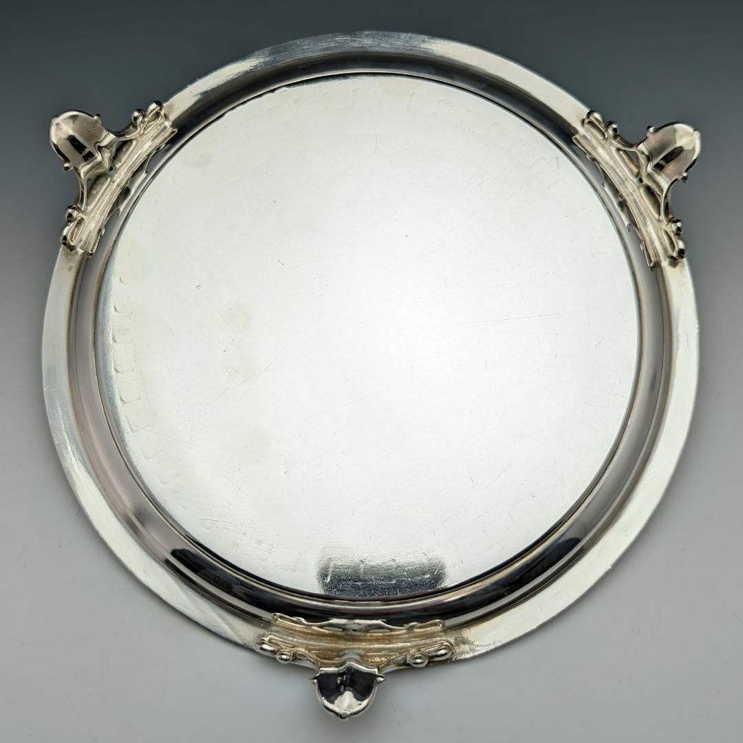 1863年 英国アンティーク 純銀製 サルヴァ 直径21cm 350g