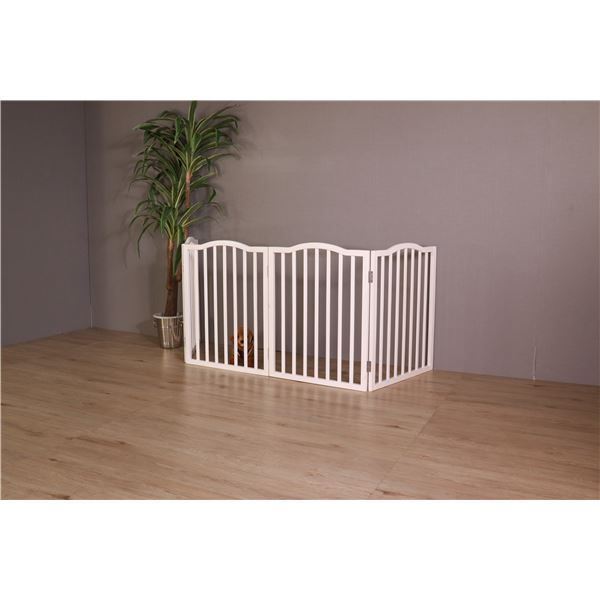 ペットフェンス 約幅58cm ホワイト 木製 折りたたみ式 ペット用品 ペットグッズ 犬用品 猫用品 完成品