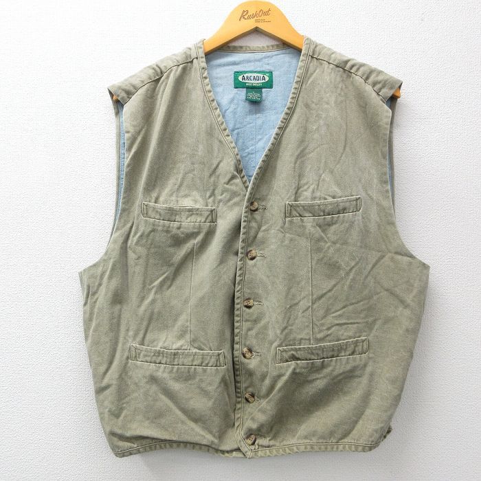L/古着 ベスト メンズ 00s コットン 緑系 グリーン 23nov13 中古 アウター