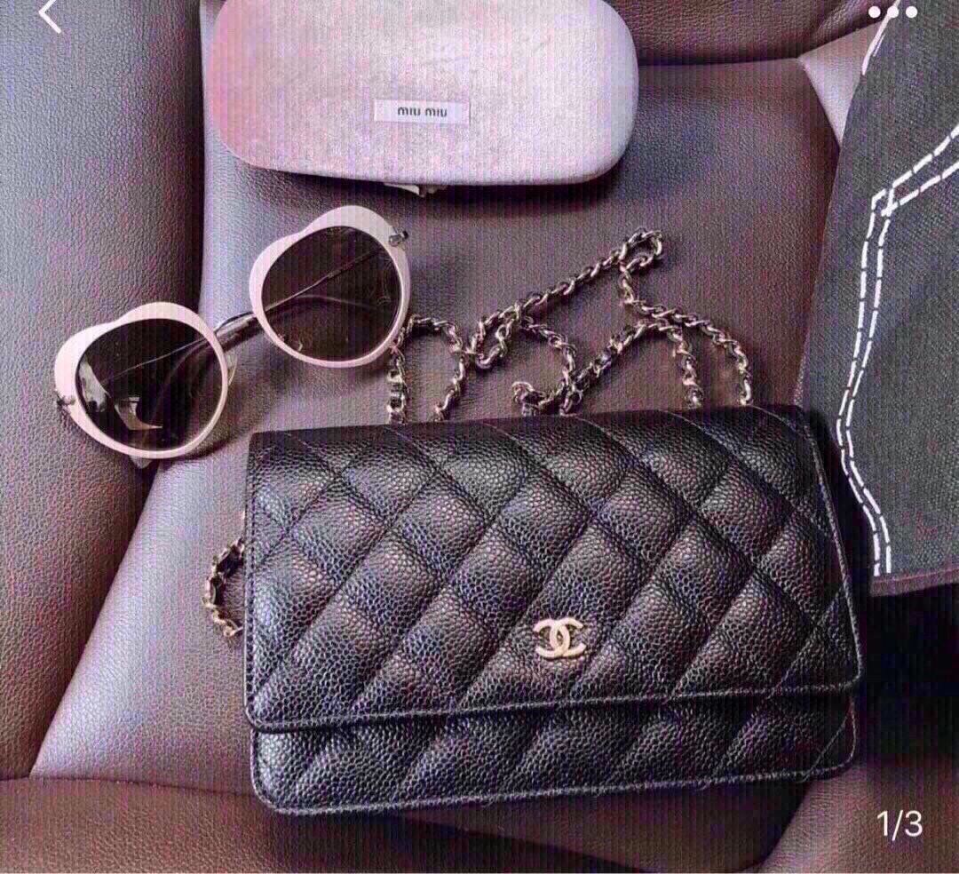 CHANEL ブラックレザー 今日特価】Chanel 香奈儿 黒色 20x14cm キャビアレザー WOC