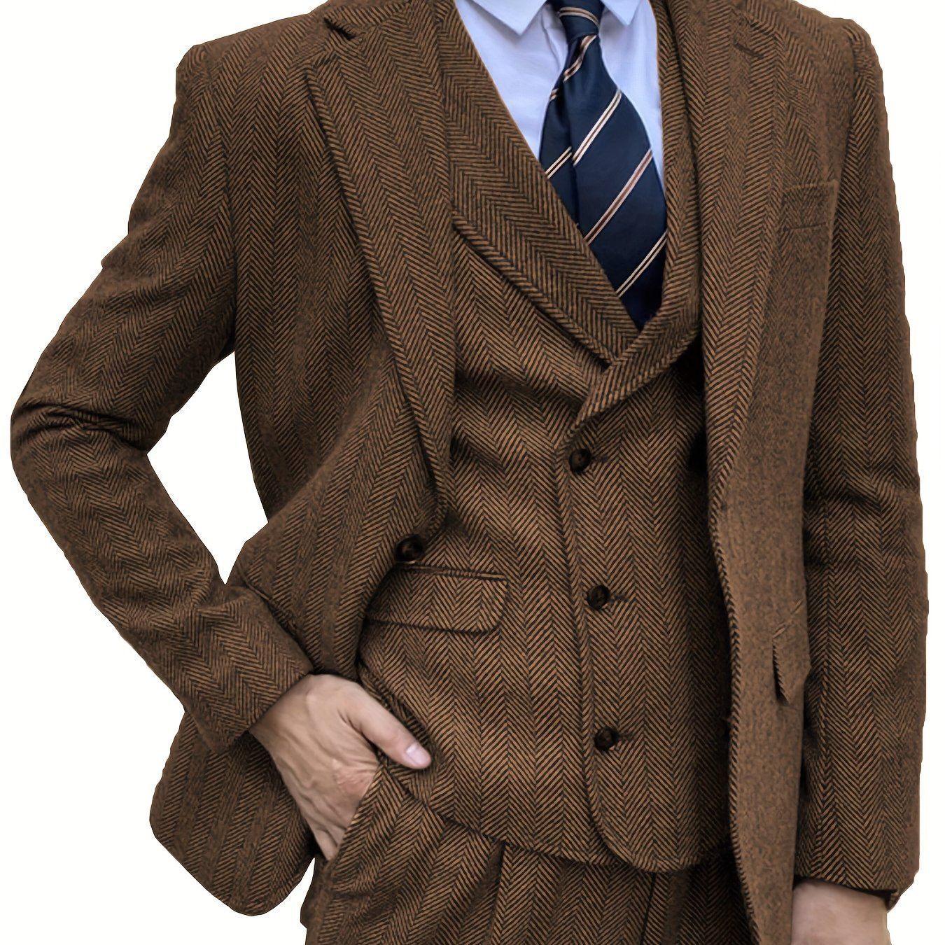 スーツ メンズ 3点セット ツイードスーツ ウールブレンド