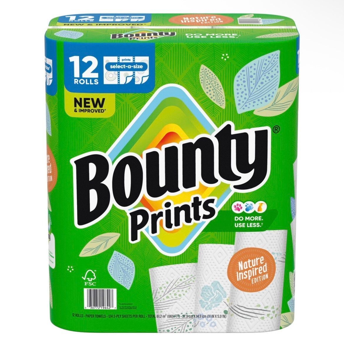 バウンティ 12ロール ペーパータオル プリント コストコ Bounty Paper Towels Print 124カット
