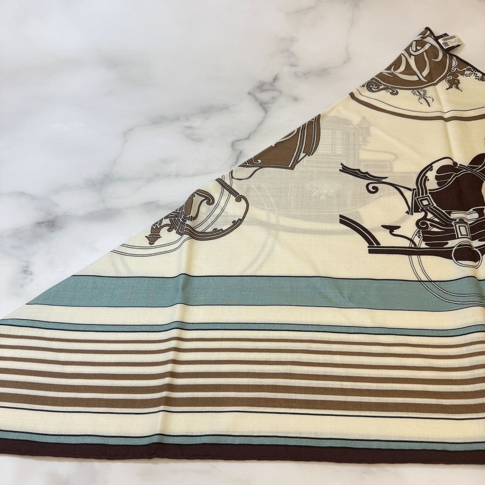 エルメス　トライアングルジュアン　エクスリブリス　マリン　新品未使用 鑑定済み【 新品未使用 】エルメス トライアングル ジェアン