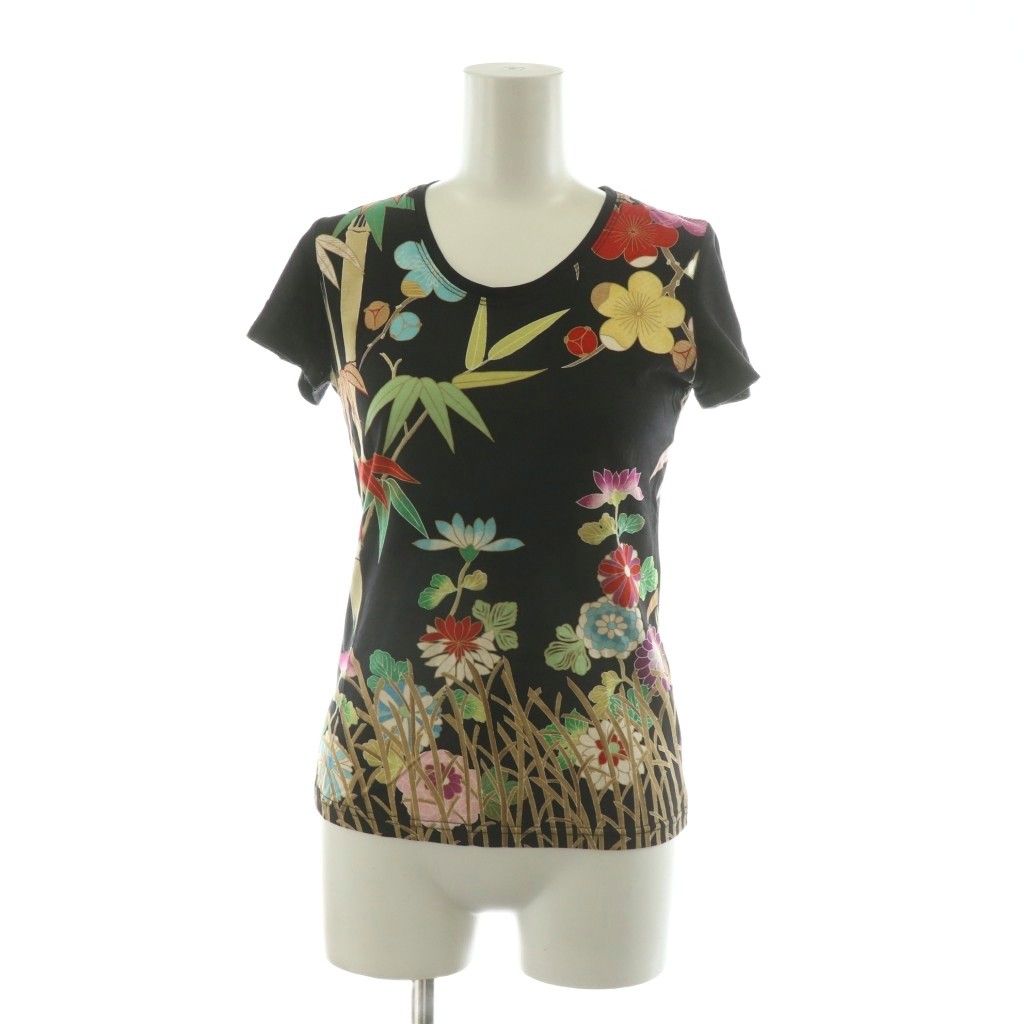 Pagong 花柄 半袖シャツ M パゴン Pagong Tシャツ 半袖 花柄 フラワーモチーフ ストレッチ