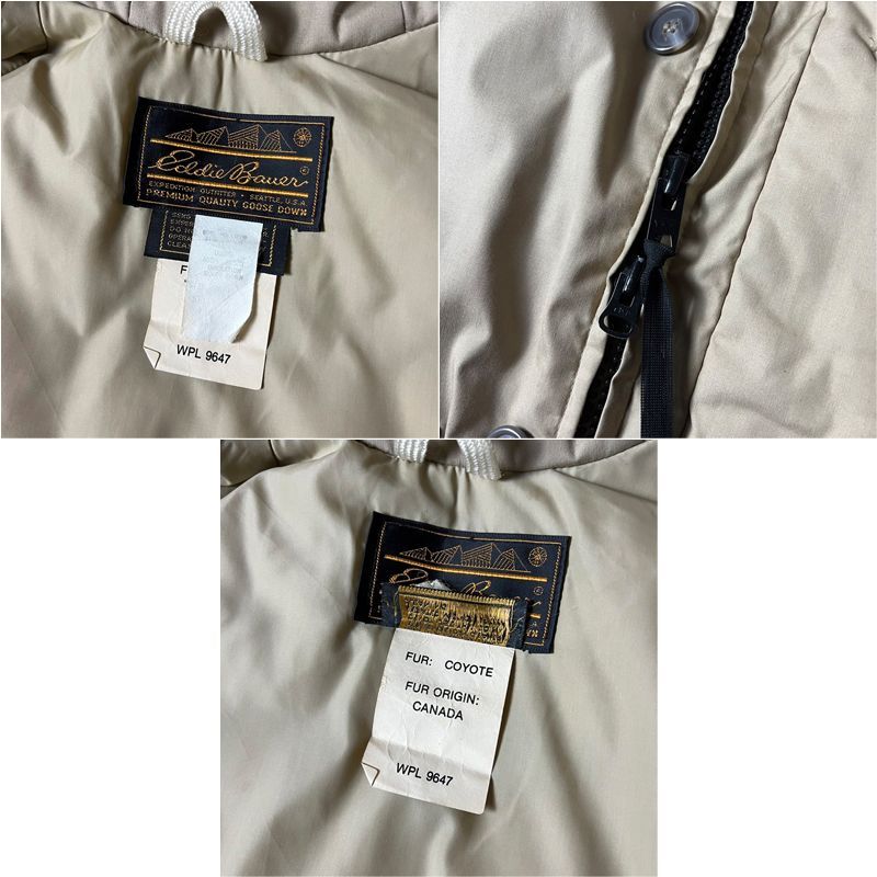 80s 黒タグ Eddie Bauer リアルファー ポーラー グース ダウン
