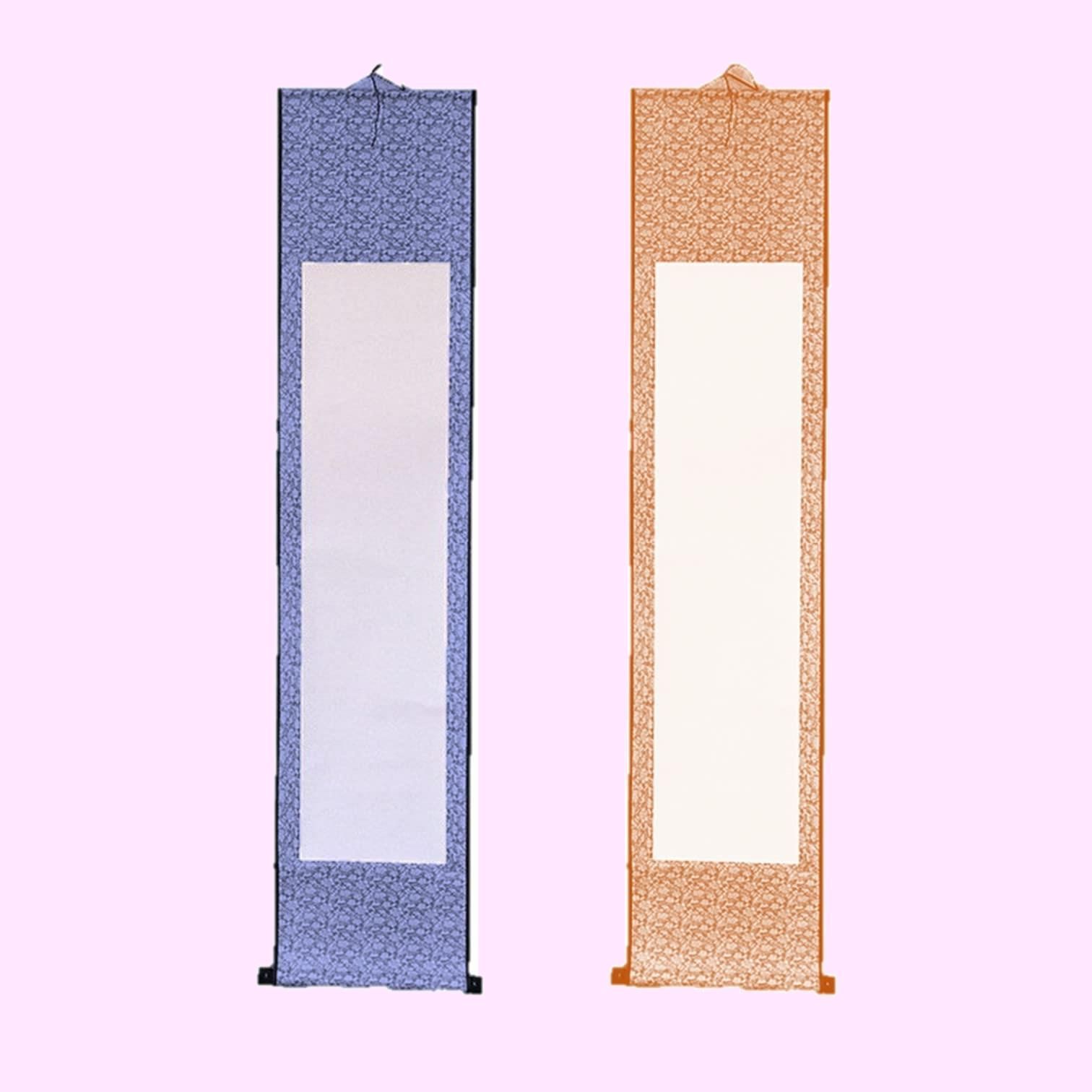 Color:薄紫色+桃色 EXDUCT 掛け軸 2本 セット 無地 白紙 和紙 習字紙 画仙紙 書道 習字 巻物 水墨画 日本画 絵 額 水書道 かっこいい (薄紫色+桃色)