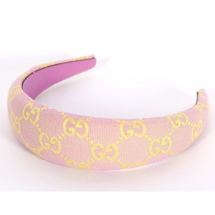 Gucci グッチ GGキャンバス カチューシャ 755038 4HG61 8700 ピンク＆イエロー ヘッドバンド ヘアバンド ヘアアクセサリー レディース |本物 売れ筋