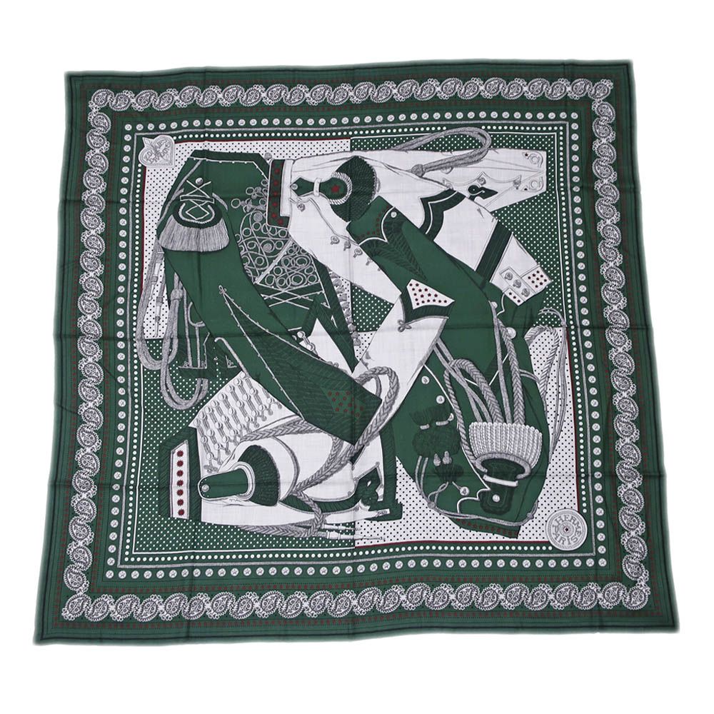 HERMES エルメス 大判 カレ 140 シルク100％ スカーフ 名東】エルメス カレ140 スカーフ Zouaves et Dragons カシミア シルク