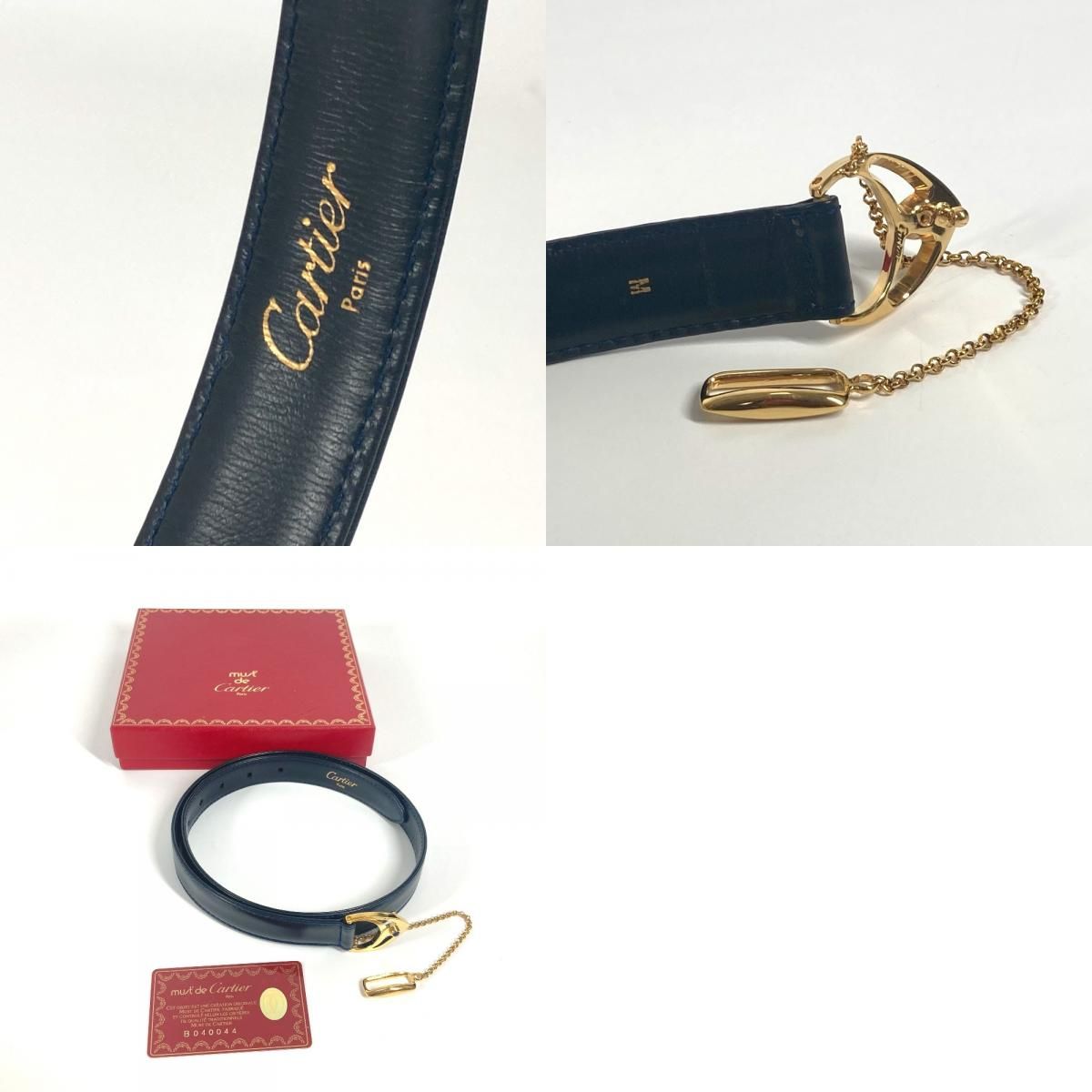 CARTIER カルティエ ベルト サファイアライン レザー ダークネイビー系