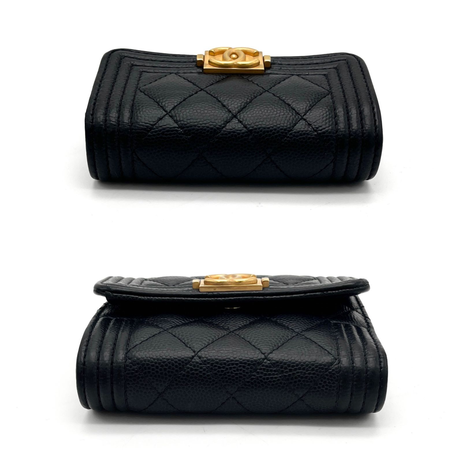 良品 CHANEL ボーイ シャネル マトラッセ ココマーク キャビアスキン  