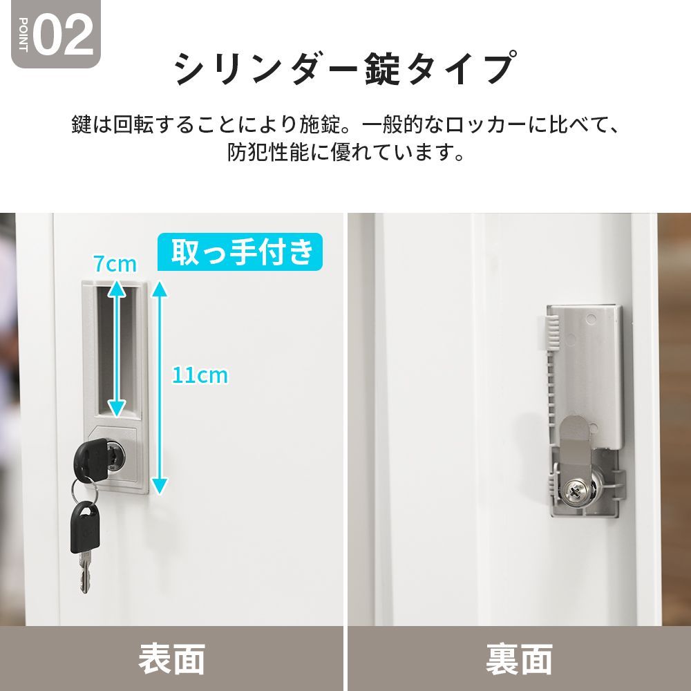 ロッカー スチールロッカー オフィスロッカー 脚付き 4人用 ホワイト