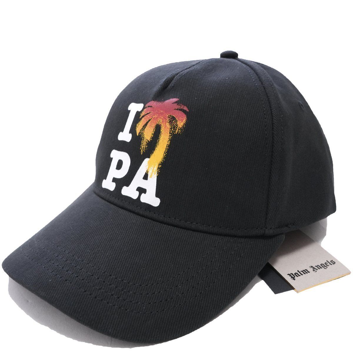 ◆ Palm Angels ◆パームエンジェルス◆ I LOVE PA パームツリー ロゴ キャップ◆ブラック 黒◆フリーサイズ ◆ベースボールキャップ 帽子 野球帽【新品・未使用・正規品】