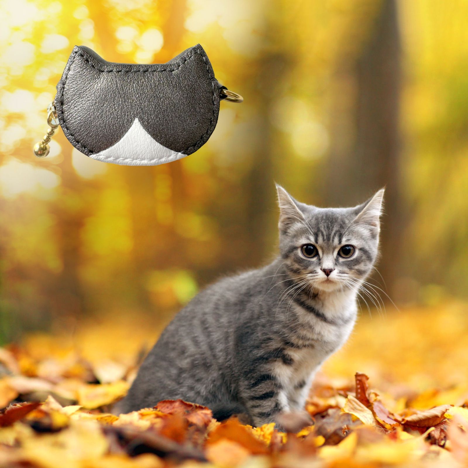 猫型コインケース 36サバトラ白 猫/グレーメタ白［超ミニ,ねこ