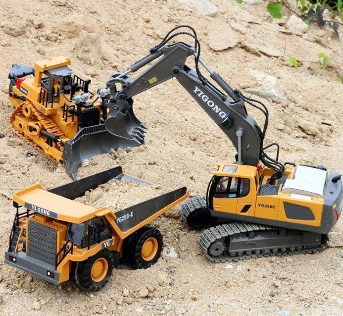 ラジコン ショベルカー ブルドーザー ダンプカー 建設車両3点セット 金属強化モデル おもちゃ 知育玩具 誕生日プレゼント クリスマス ハロウィン ギフト 記念日