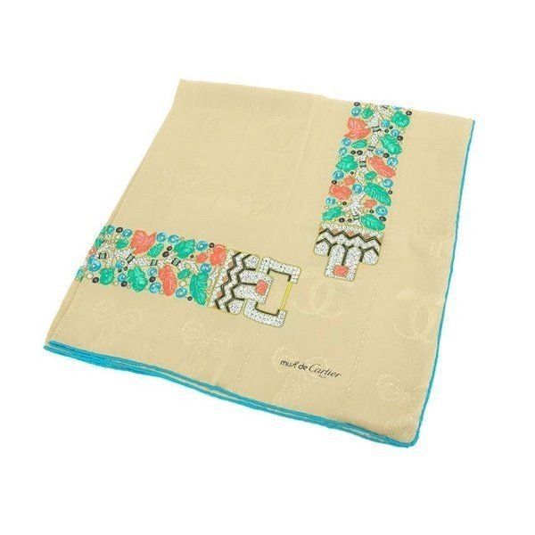 Cartier カルティエ　大判スカーフ Cartier カルティエ 大判 パールネックレス柄 レディース