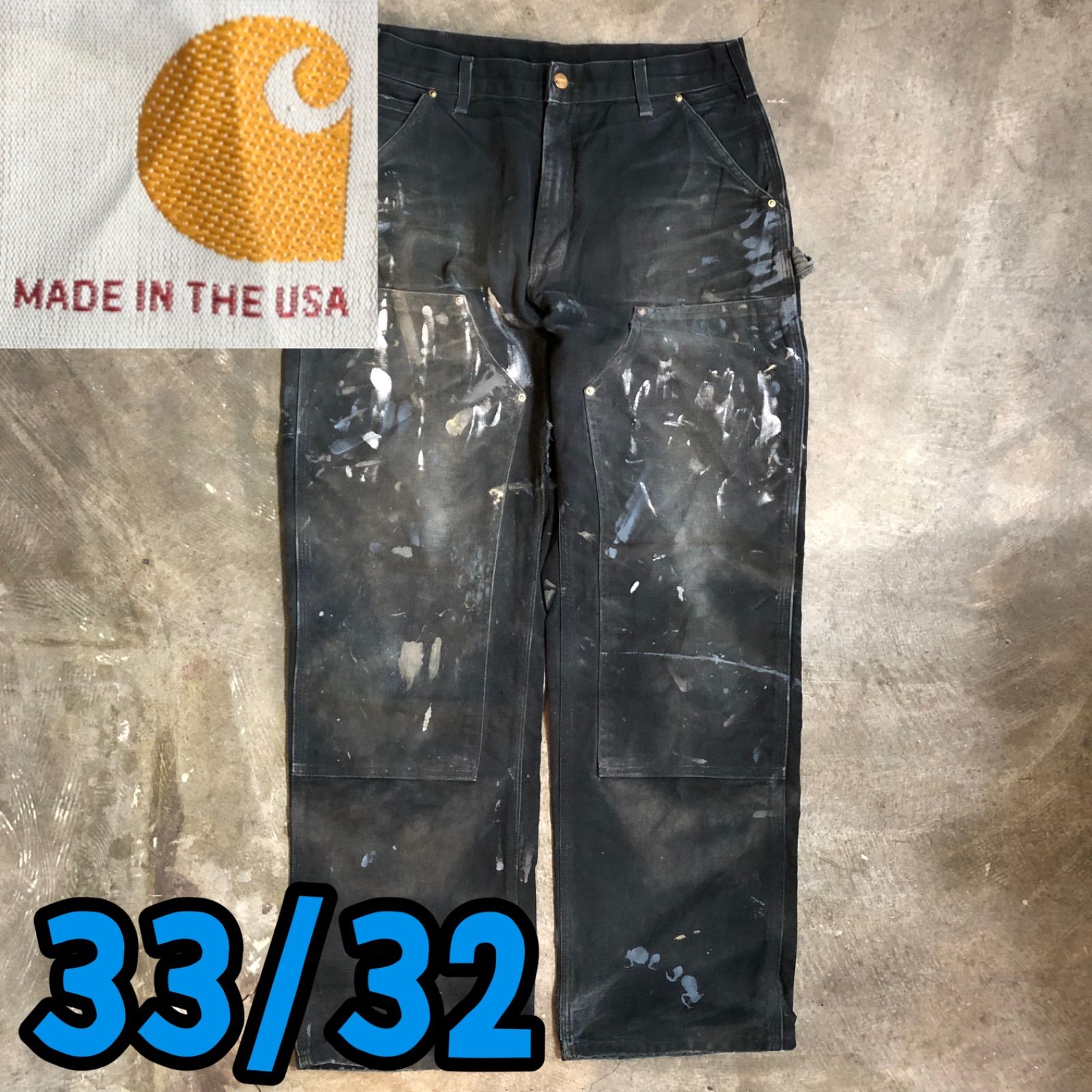 T4406 Carhartt ダブルニー　ペンキ飛び　アメカジ　USA製　古着