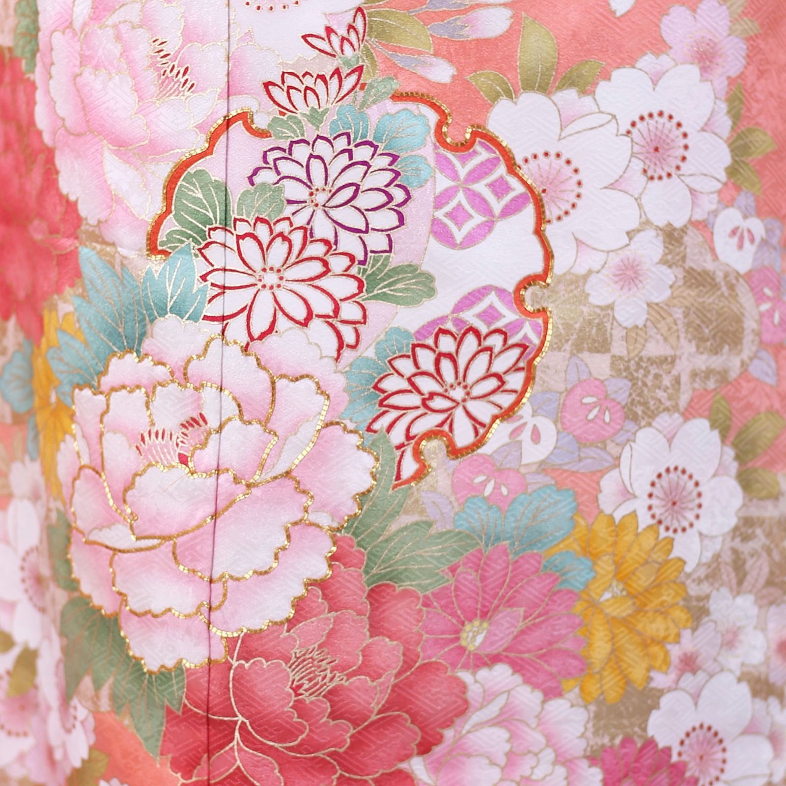 振袖フルセット 振袖セット 振袖 Lサイズ オレンジ×桜 成人式 着物 晴れ着 7点フルセット F-67