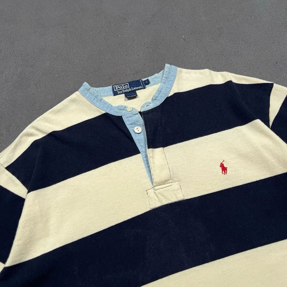 ポロ ヘンリーネック ストライプ ラグビー