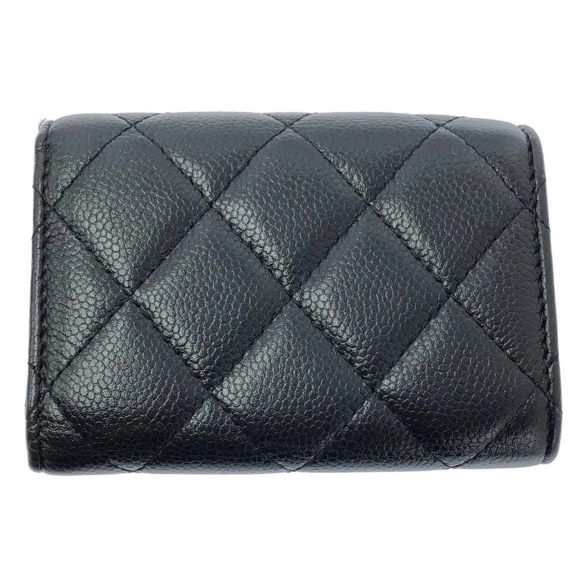 53＊CHANEL　シャネル　マトラッセ　キャビアスキン　コンパクト　ウォレット シャネル 財布 マトラッセ キャビアスキン コンパクトウォレット