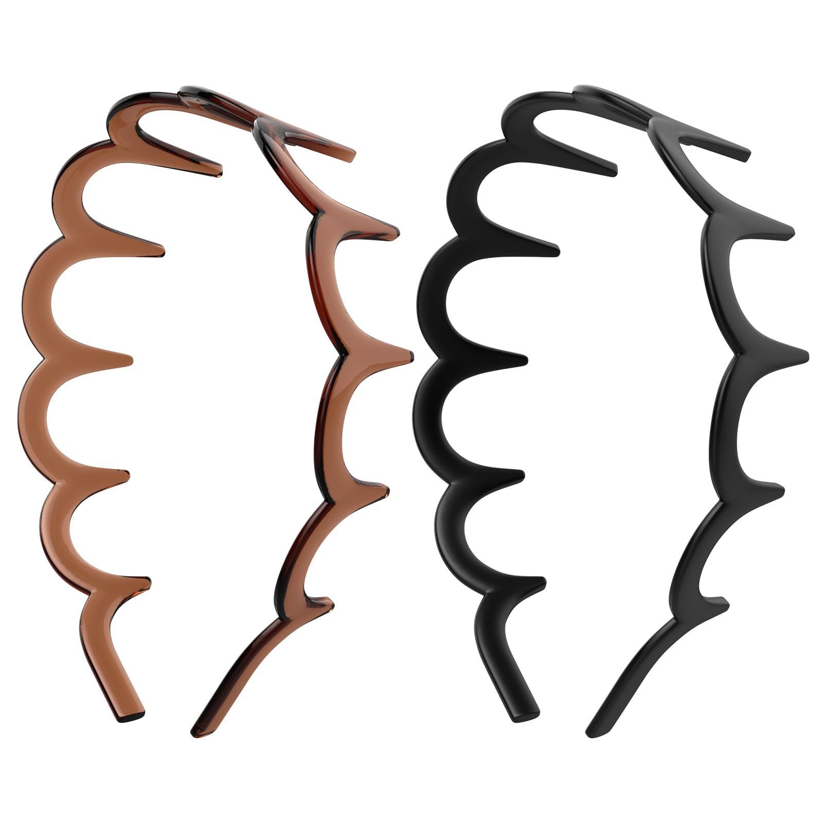 ヘアカチューシャ メンズ レディース兼用 ズレない ヘアバンド 痛くない コーム付き 髪留め 洗顔 カチューシャ 入浴用 強力 しっかりとまる プラスチック KISARG 太め ２セット ブラックとスカーレッド